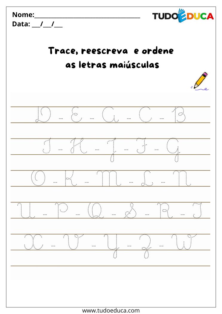 Atividade com Letras Cursivas Minúsculas e Maiúsculas reescreva as maiusculas