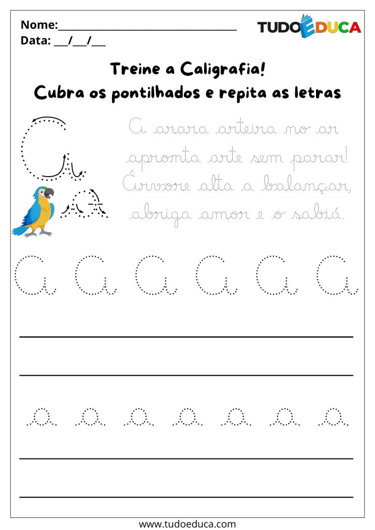 Atividade de Caligrafia para Imprimir letra A