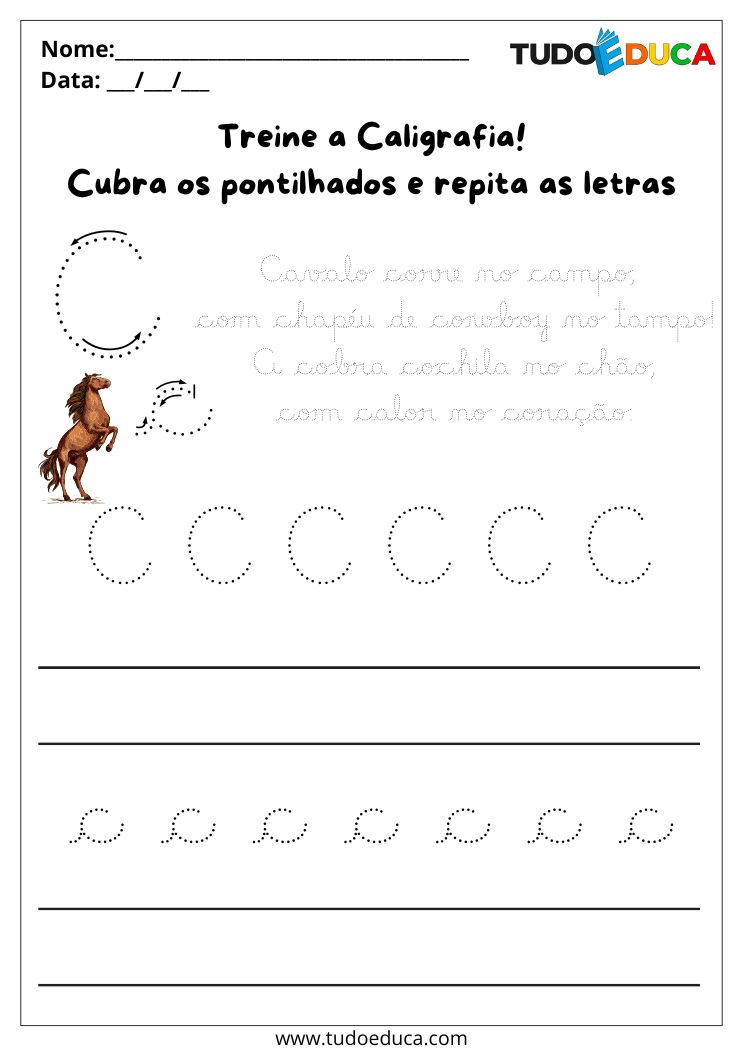 Atividade de Caligrafia para Imprimir letra C