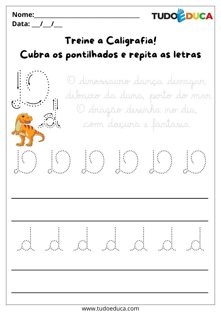 Atividade de Caligrafia para Imprimir letra D