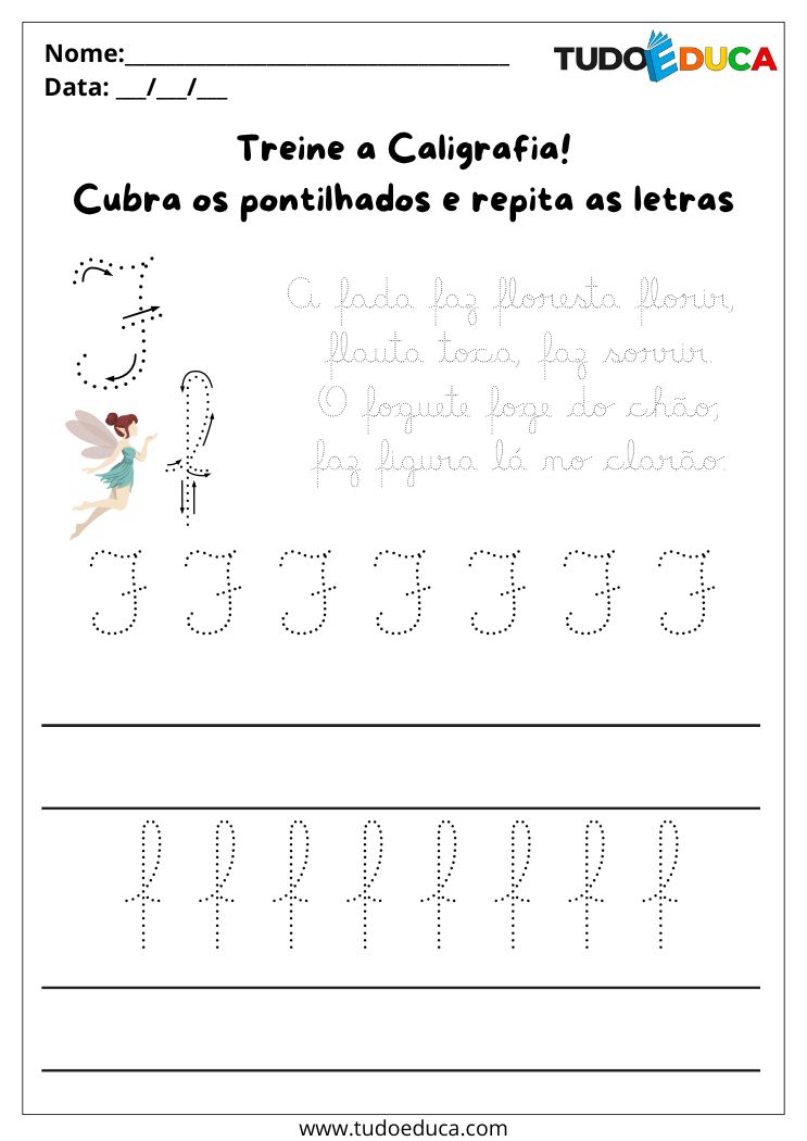 Atividade de Caligrafia para Imprimir letra F