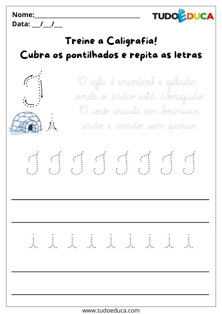 Atividade de Caligrafia para Imprimir letra I