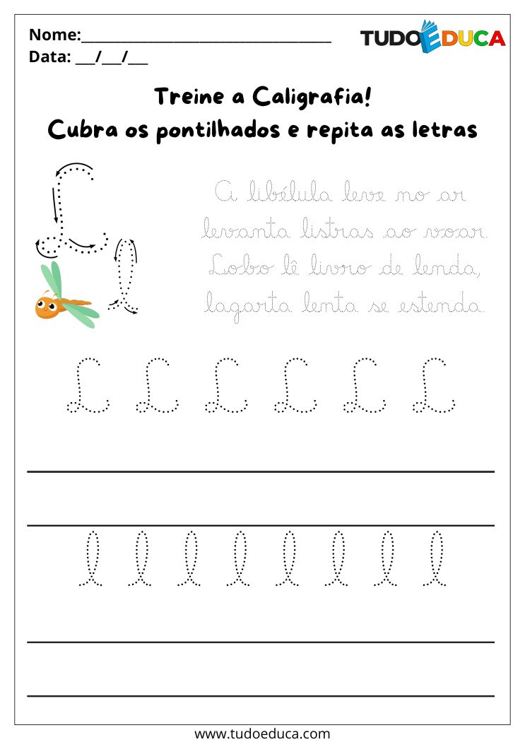 Atividade de Caligrafia para Imprimir letra L