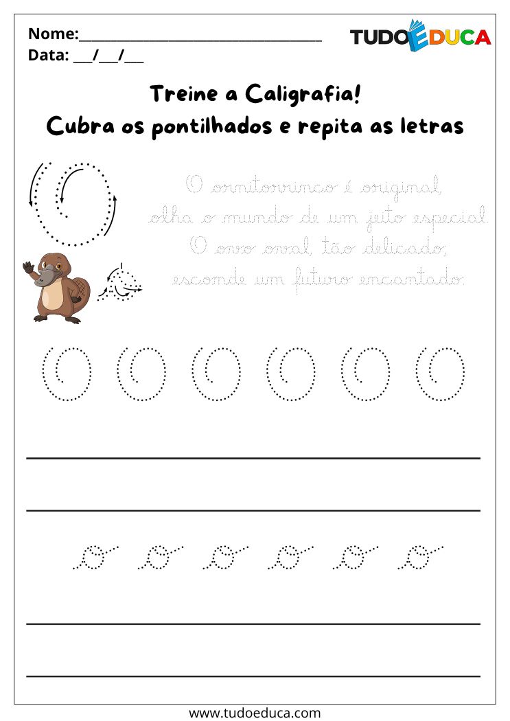 Atividade de Caligrafia para Imprimir letra O