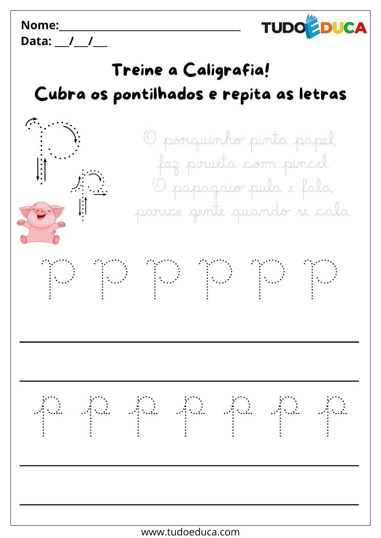 Atividade de Caligrafia para Imprimir letra P