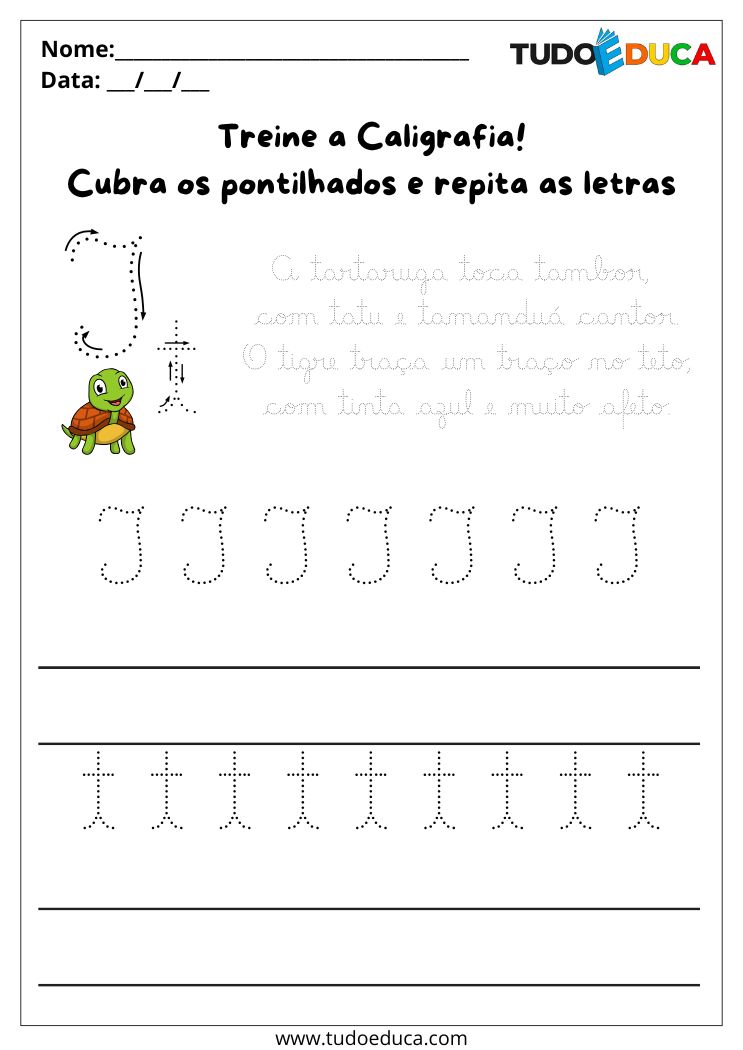 Atividade de Caligrafia para Imprimir letra T