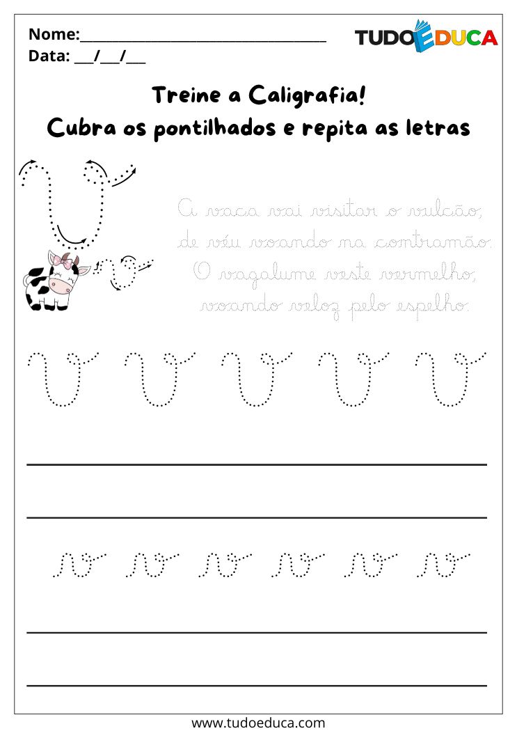 Atividade de Caligrafia para Imprimir letra V