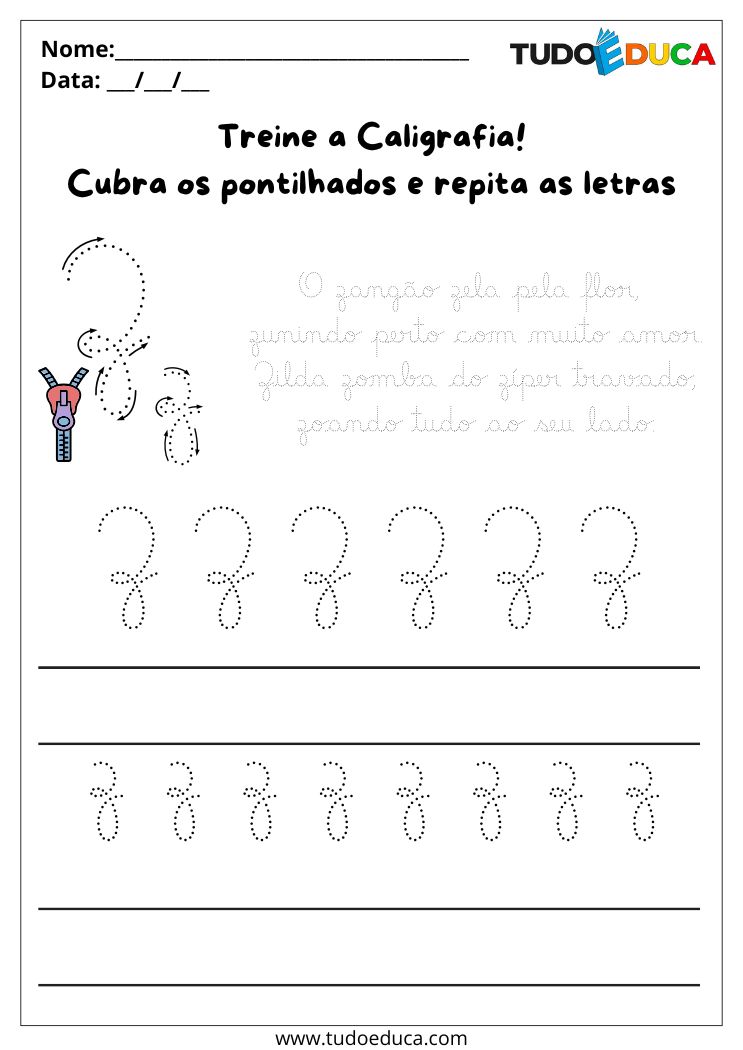 Atividade de Caligrafia para Imprimir letra Z