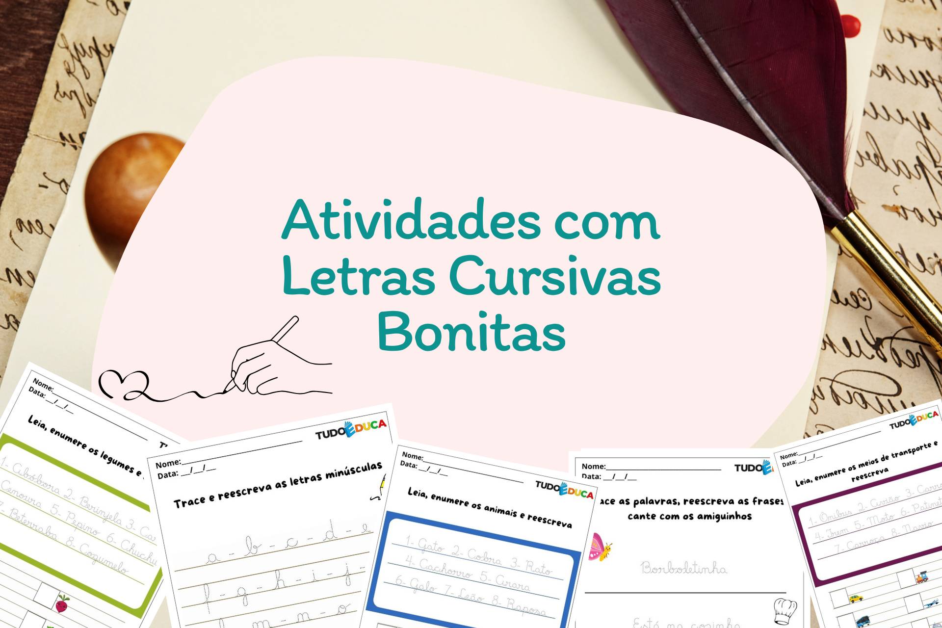 atividades com letras cursivas bonitas