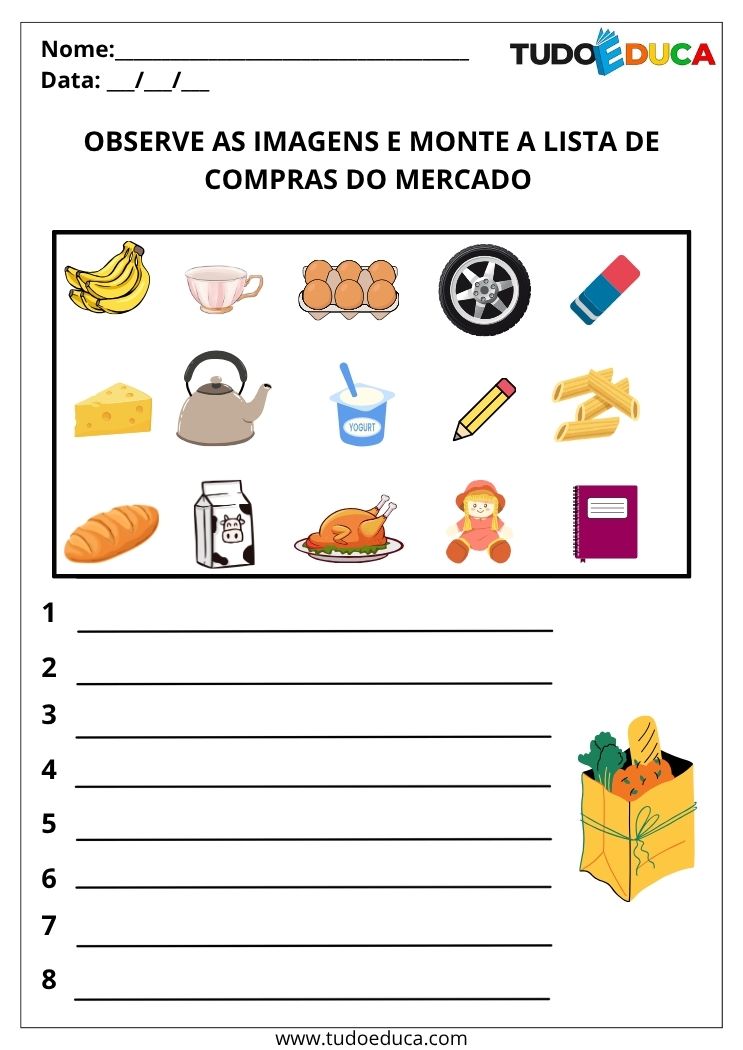 Atividade com Lista de Palavras lista de compras