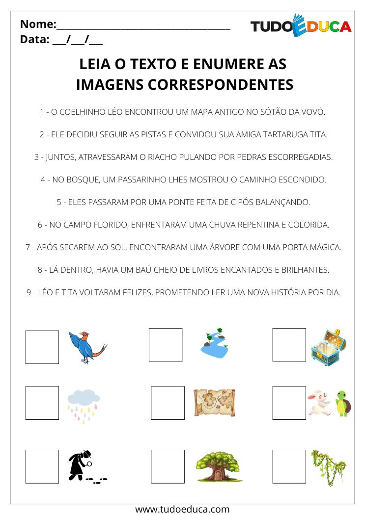 Atividade de Portugues Interpretacao de Texto enumere a historia