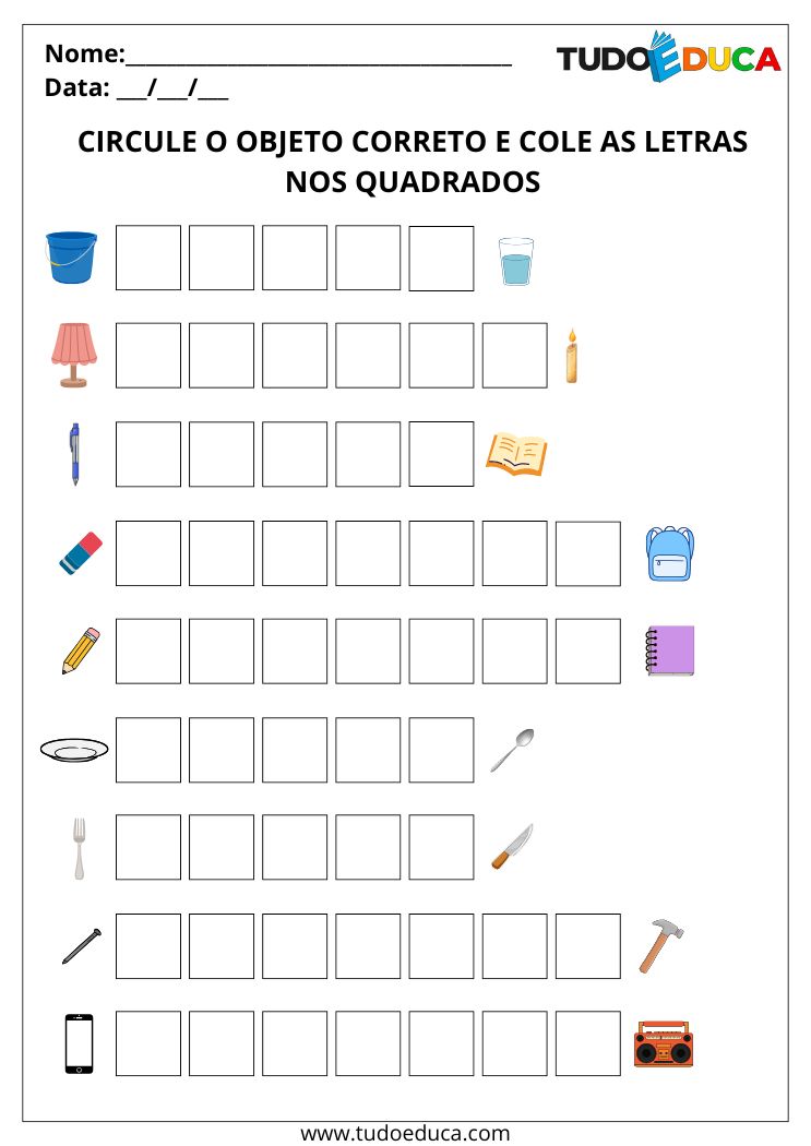 Atividade com Alfabeto Móvel circule e escreva os nomes