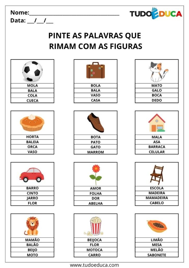 3 Atividades com Rimas e Sons Finais