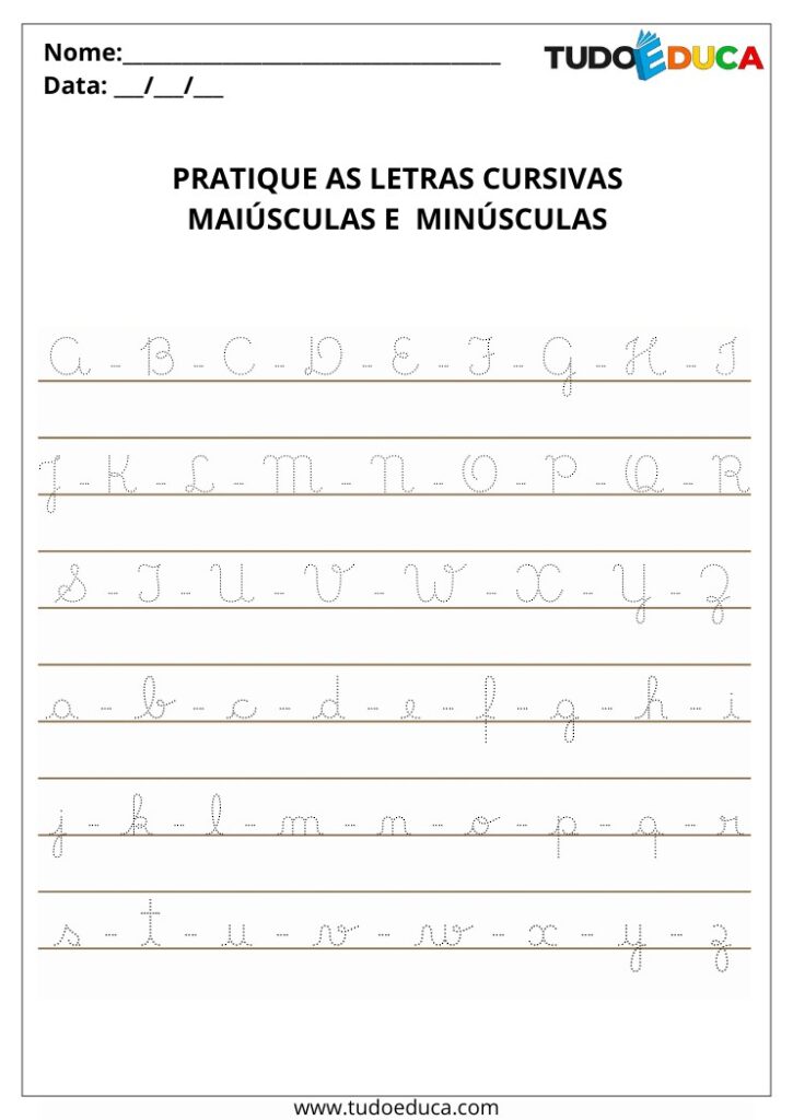 7 Atividades com Letra Cursiva para 1º Ano
