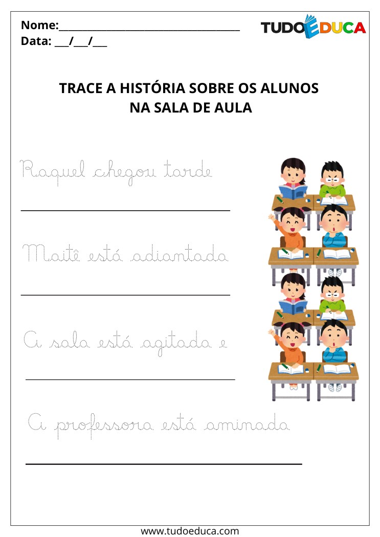 Atividade com letra cursiva para 1 ano trace a historia