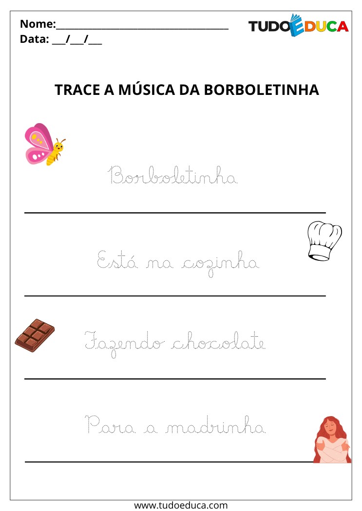 Atividade com letra cursiva para 1 ano trace a musica
