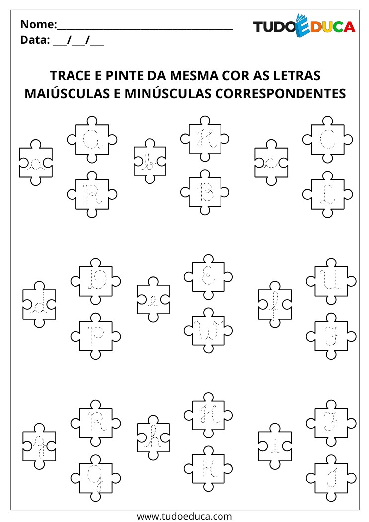 Atividade com letra cursiva para 1 ano trace e pinte as letras