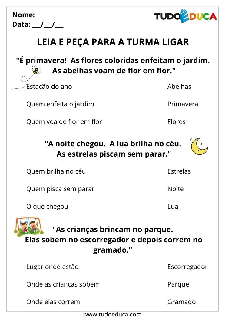 Atividade de Português com Textos Orais leitura em grupo