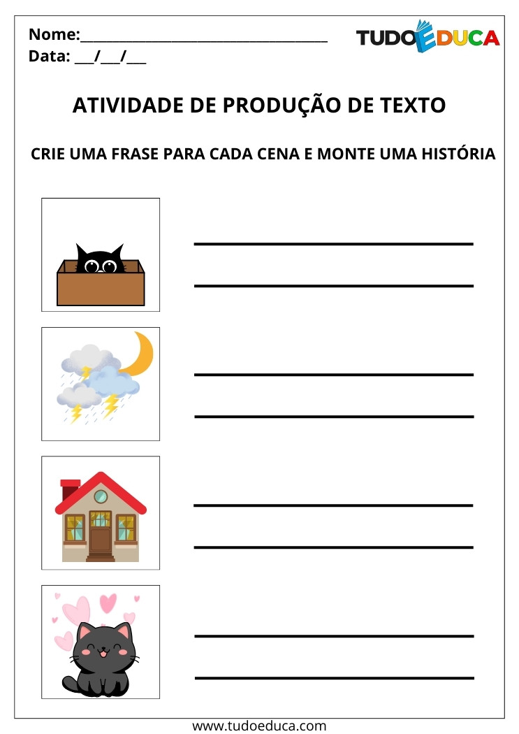 Atividade de Produção de Texto 1 Ano crie frases para as imagens