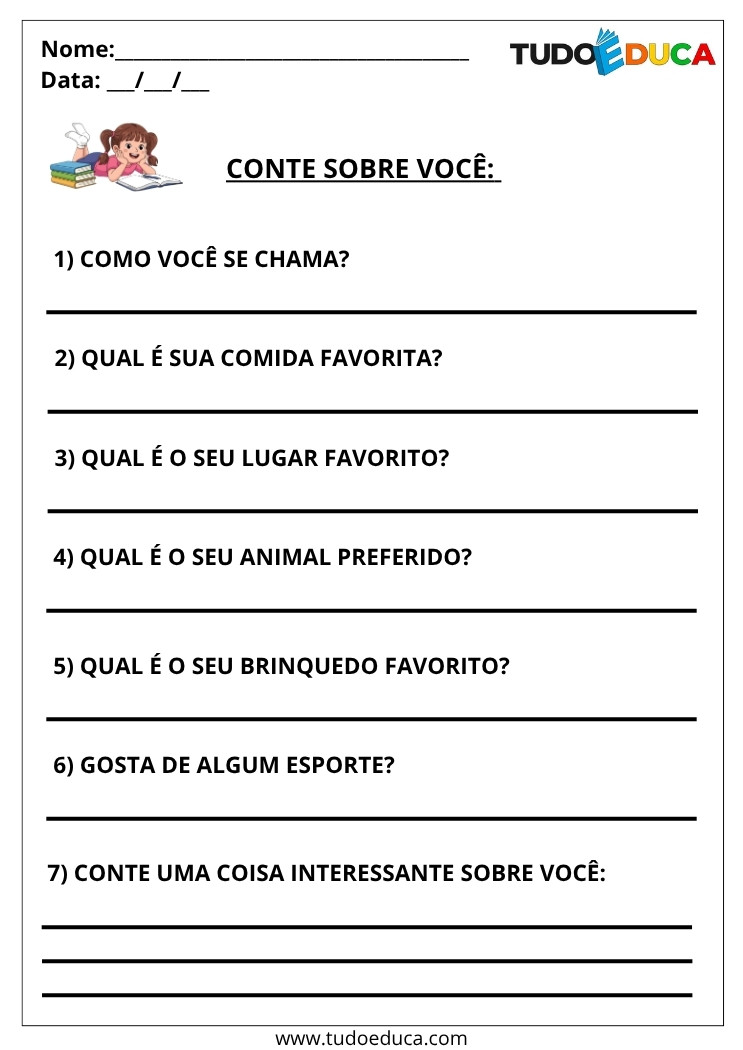 Atividade com Textos de Memórias conte sobre voce