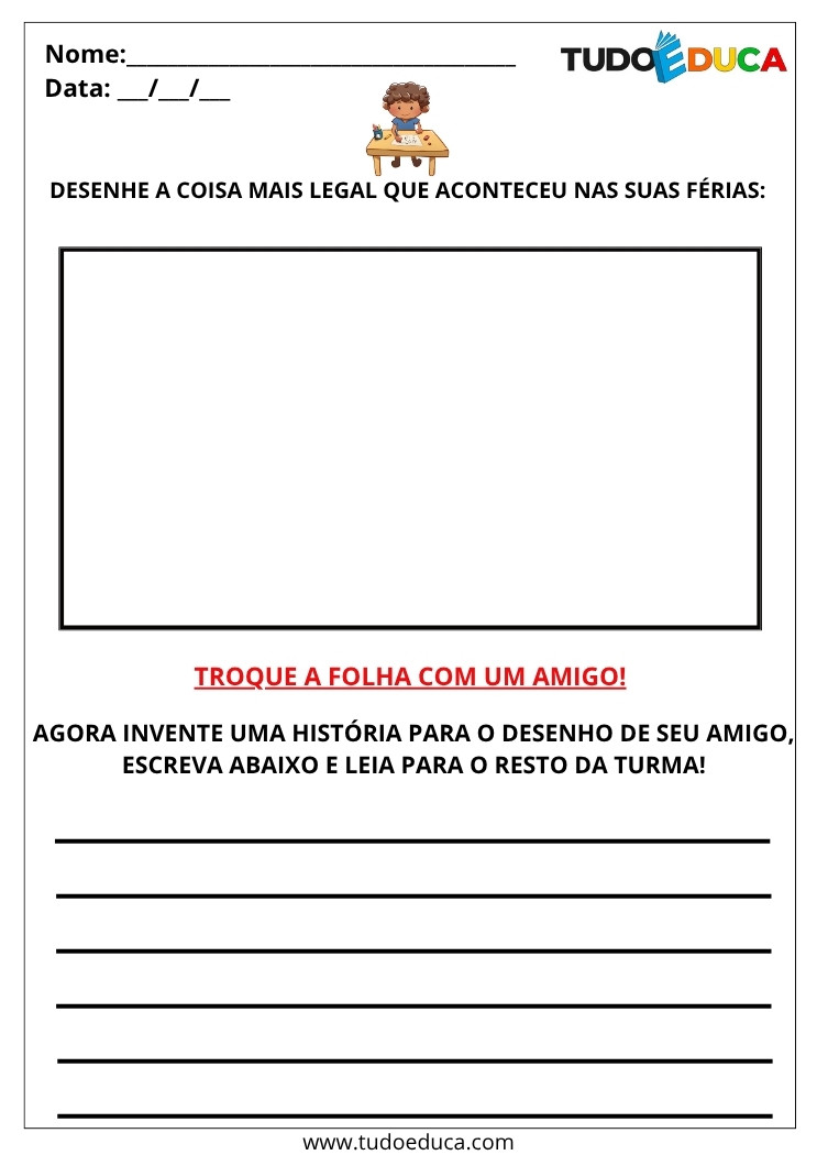 Atividade com reconto oral ferias