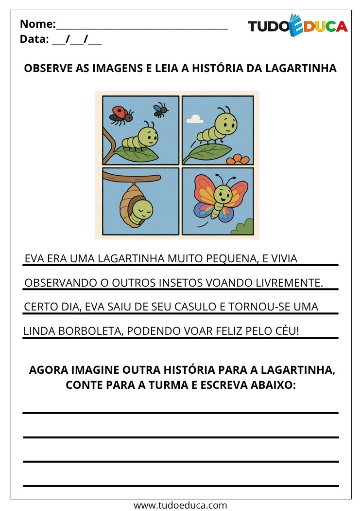 Atividade com reconto oral historia lagartinha