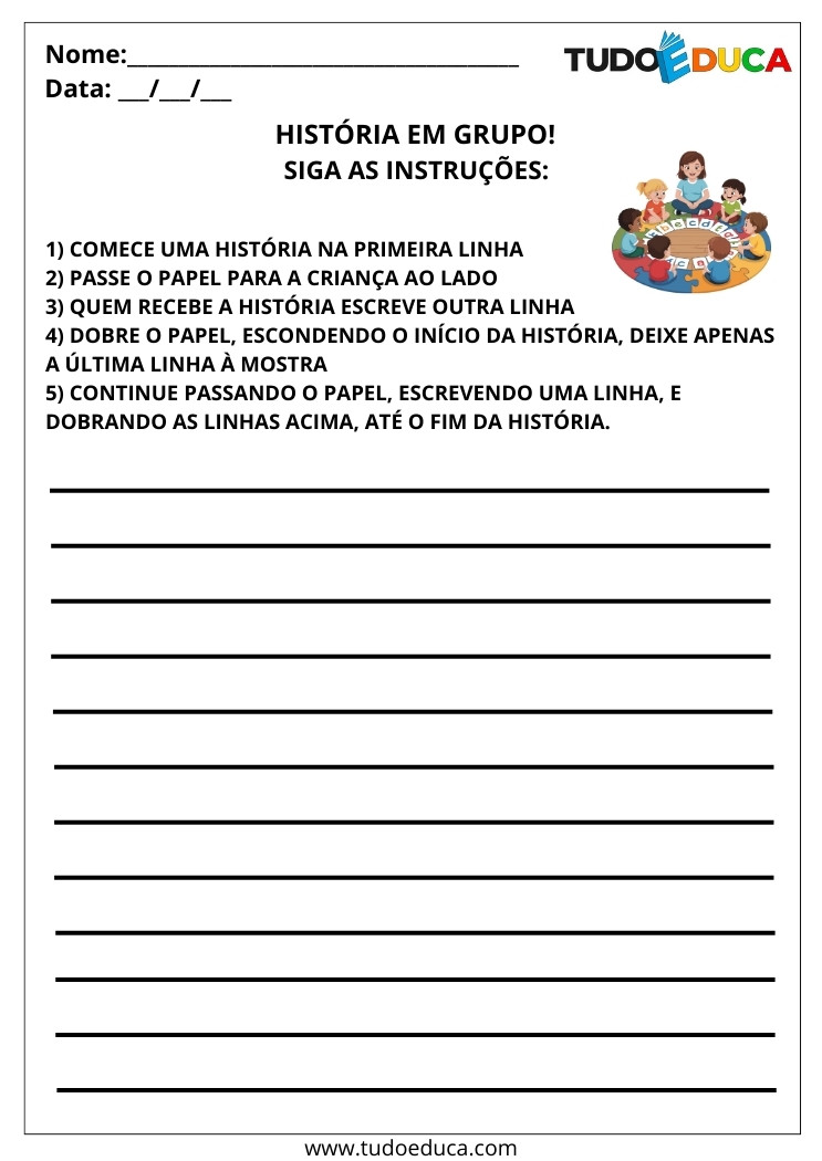Atividade com instruções simples 2 ano história em grupo