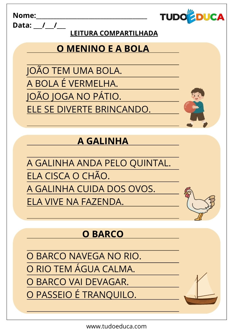 Atividade com leitura compartilhada leia em grupo