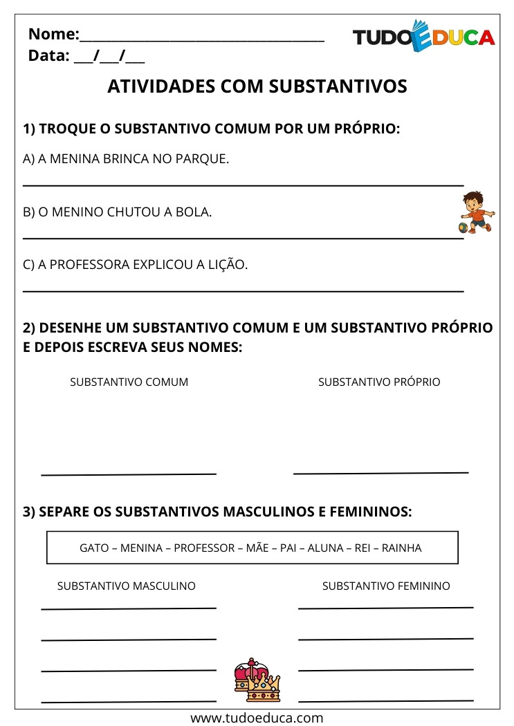 Atividade de Português Substantivos troque o substantivo