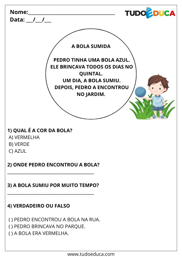Atividades de Interpretação de Texto 2 ano leia a historia