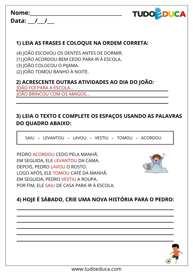 Atividade Português 2 ano coloque o texto sequencia