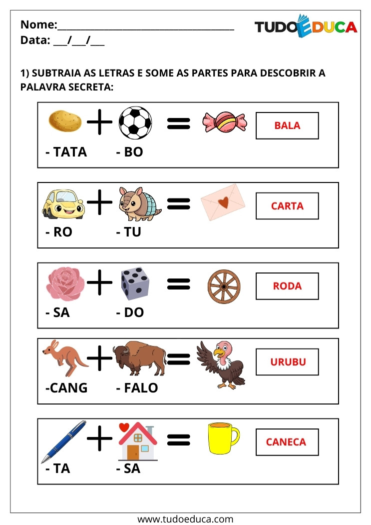 Atividade Português 2 ano junte as sílabas