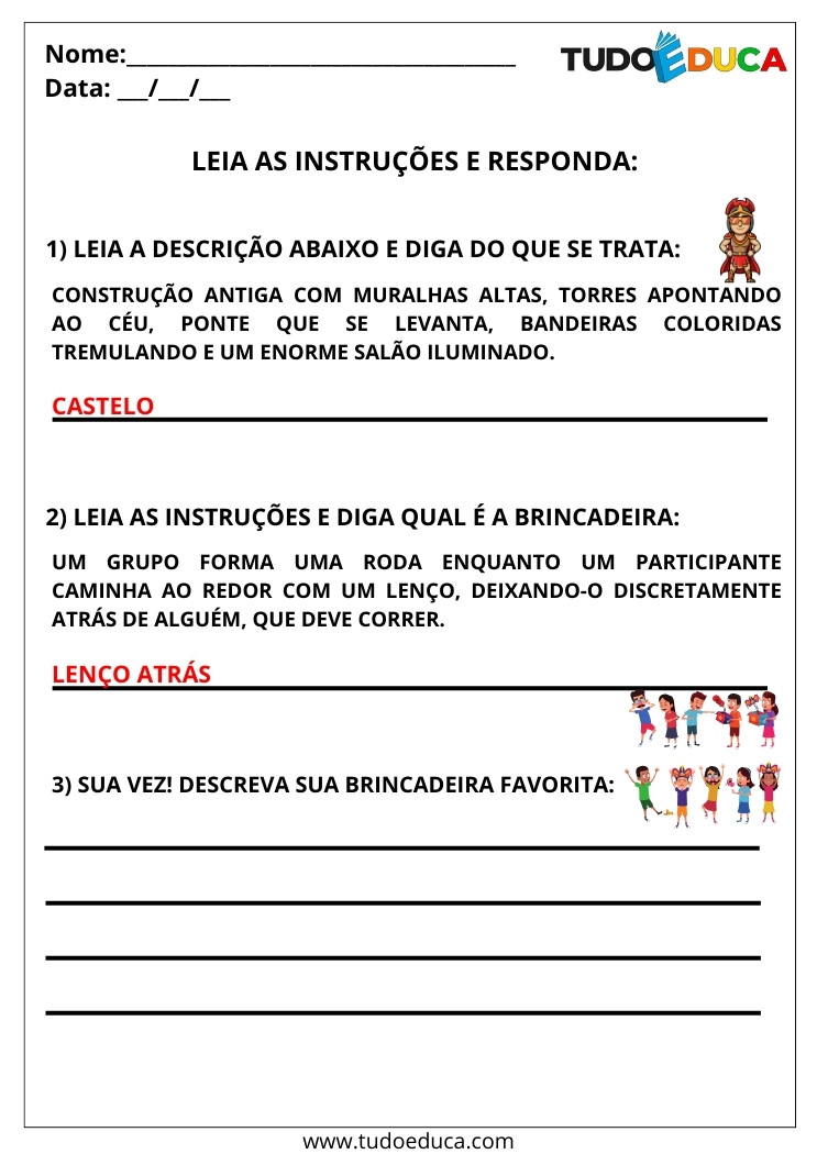 Atividade Português 2 ano leia e responda