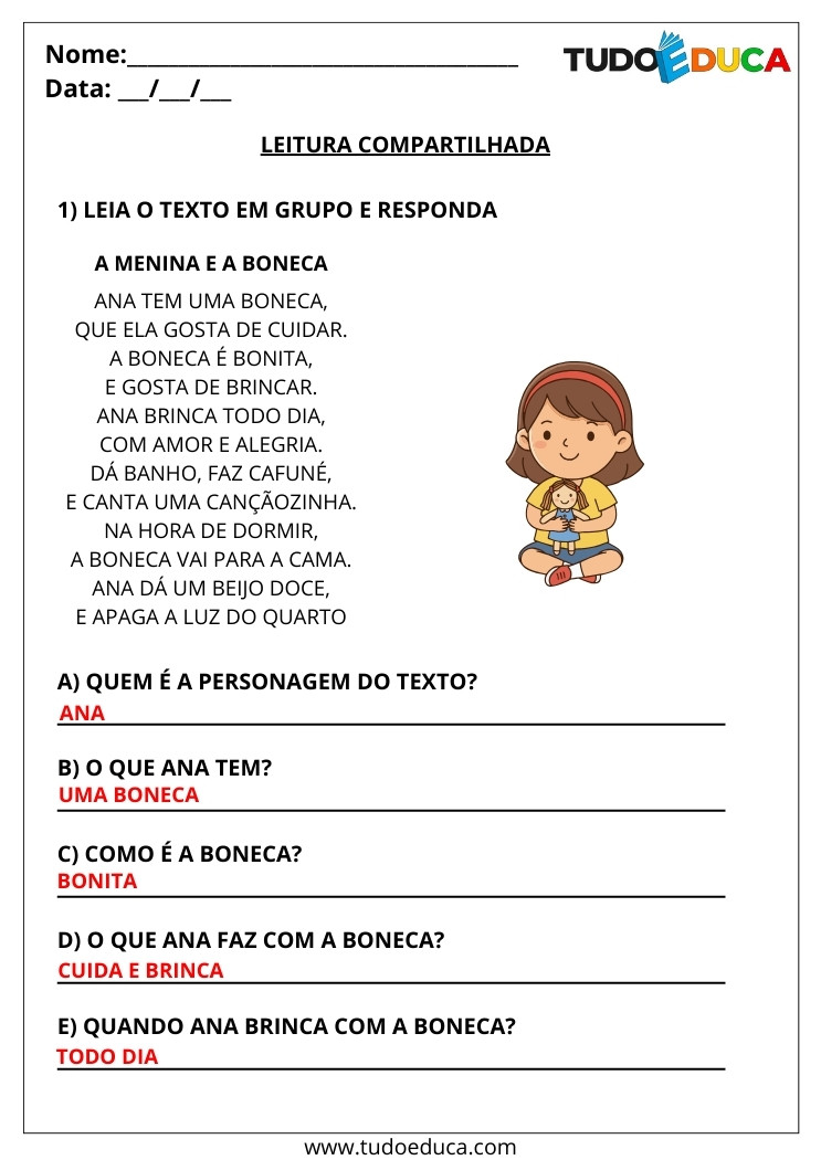 Atividade Português 2 ano leitura em grupo