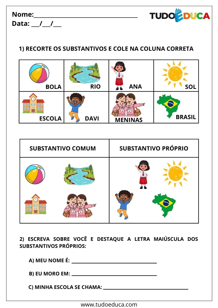 Atividade Português 2 ano substantivos