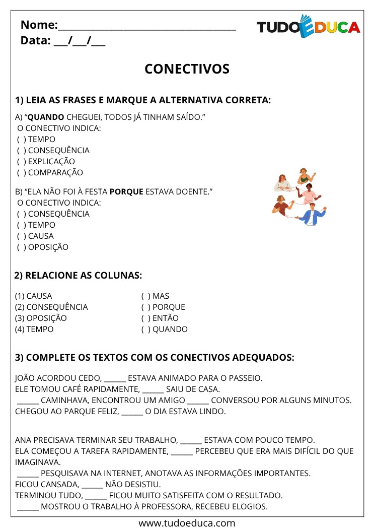 Atividade de Portugues 5 ano com conectivos