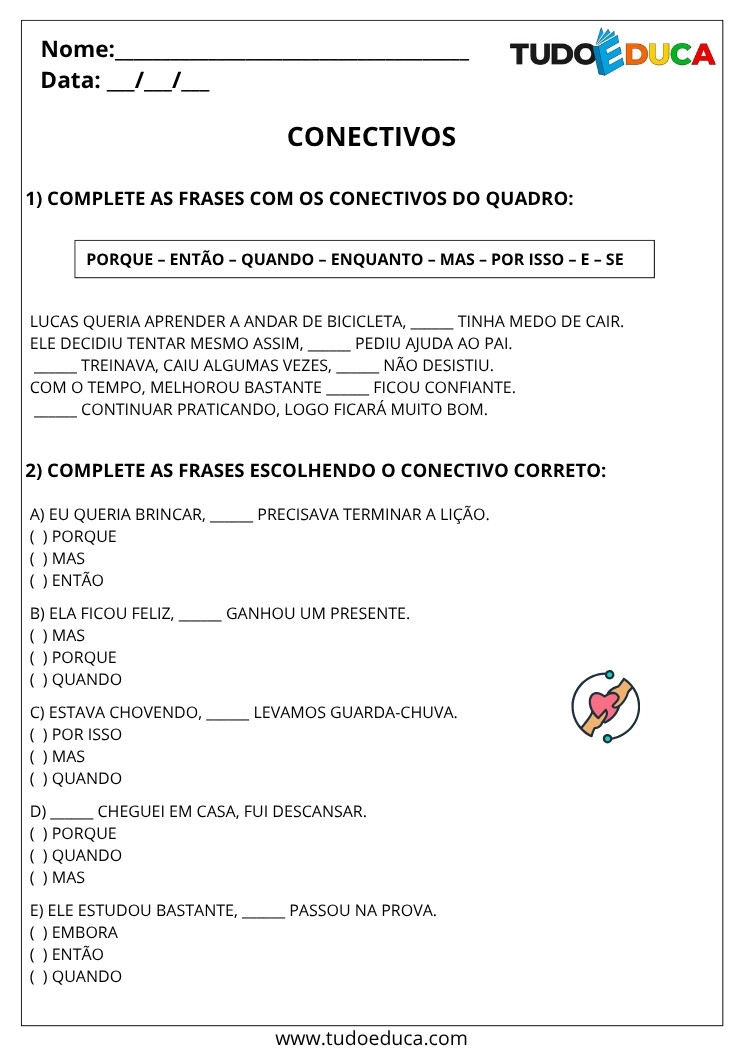 Atividade de Portugues 5 ano de conectivos