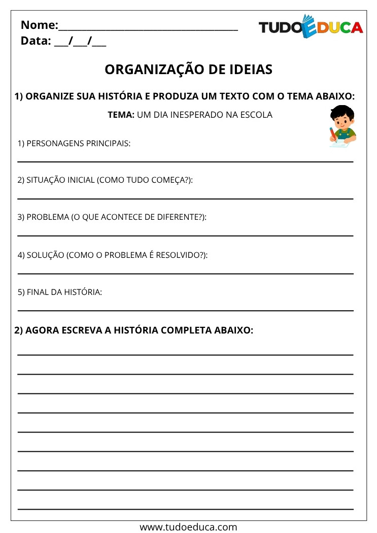 Atividade de Portugues 5 ano organizacao de ideias