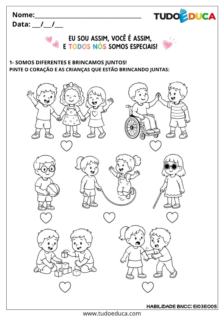 Atividade Adaptada sobre Identidade e Valorização do Corpo para tea