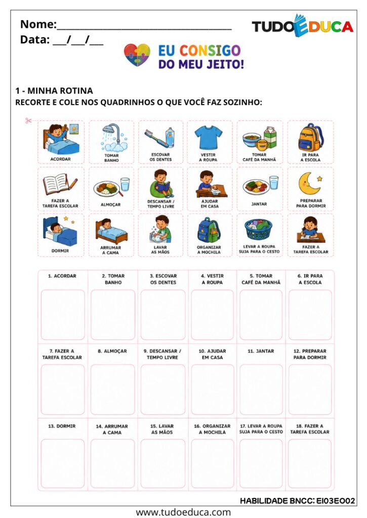 Atividades Inclusivas de Autonomia e Independência para Educação Infantil