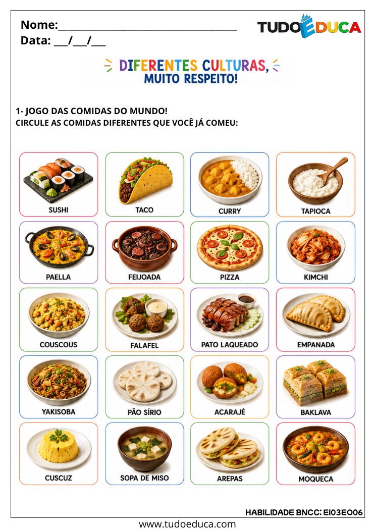 Atividade Inclusiva sobre Diferentes Culturas para TDAH