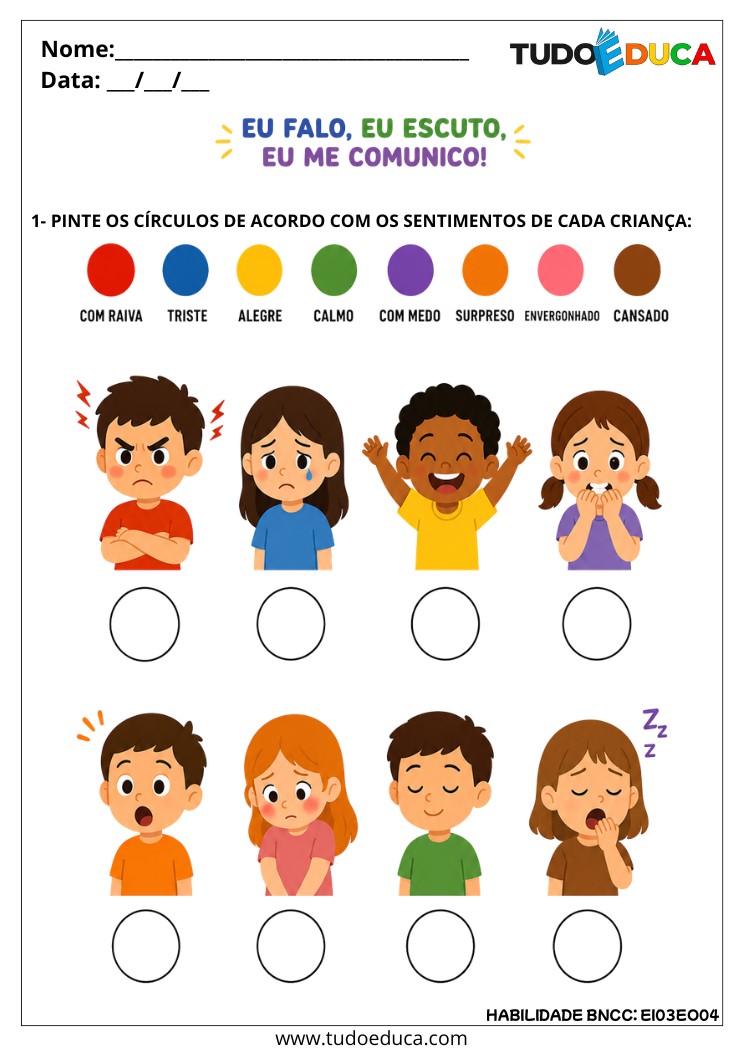 Atividade Inclusiva sobre Emoções e Comunicação para crinacas