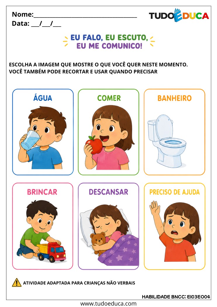 Atividade Inclusiva sobre Emoções e Comunicação para educacao especial