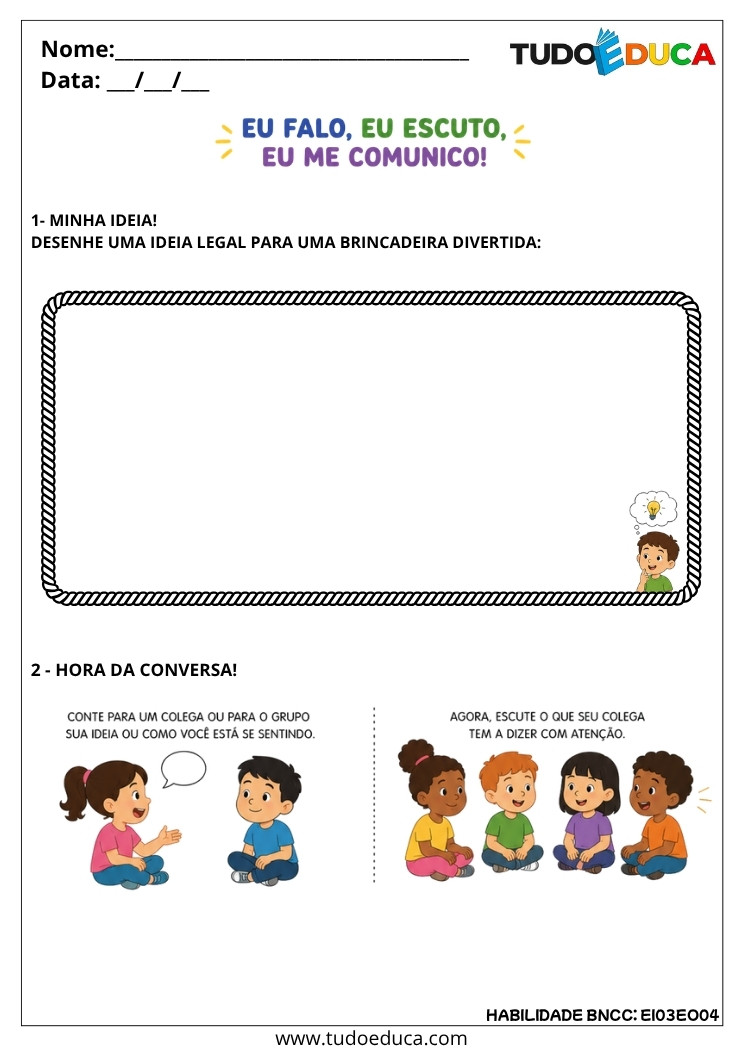 Atividade Inclusiva sobre Emoções e Comunicação para tdah