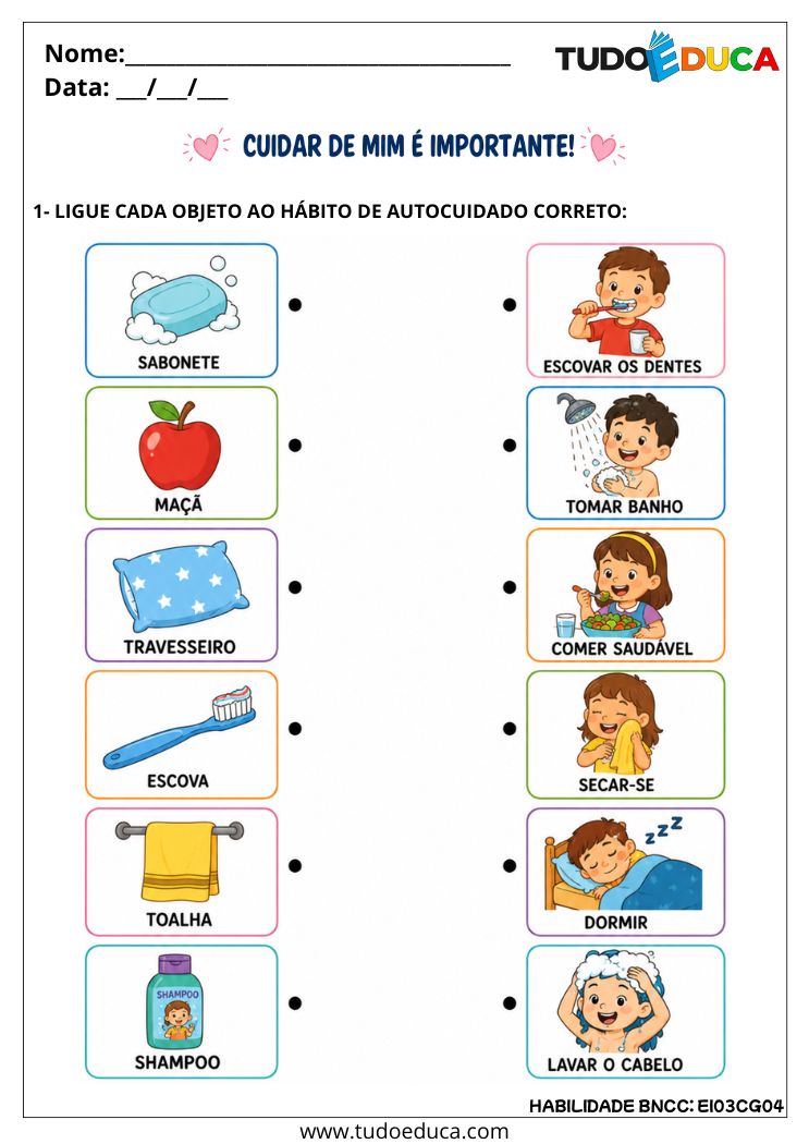Atividade Inclusiva sobre Hábitos de Autocuidado para tdah