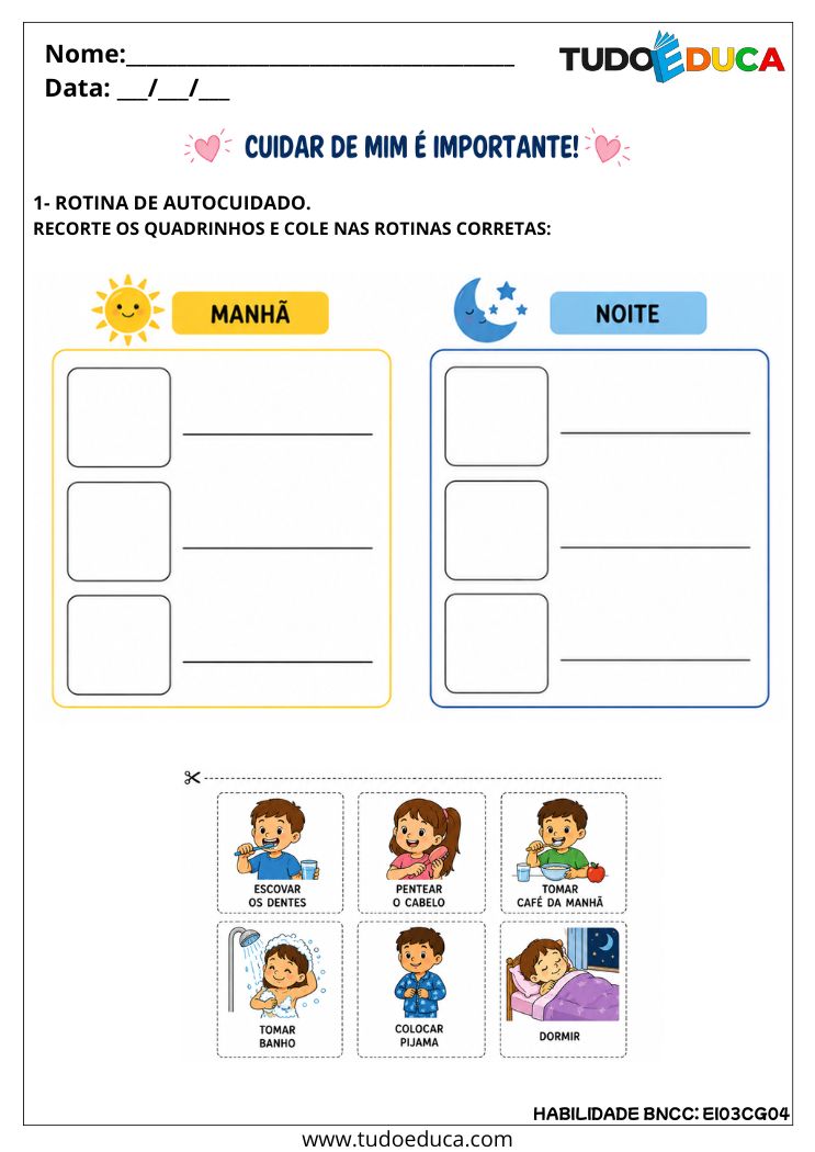 Atividade Inclusiva sobre Hábitos de Autocuidado