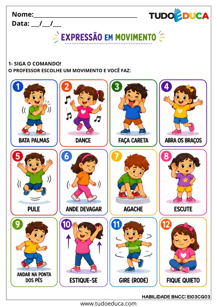Atividade Inclusiva sobre Movimentos, Gestos e Olhares para tdah