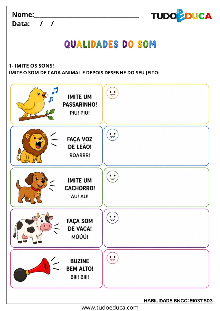 Atividade Inclusiva sobre Qualidades do Som para autistas
