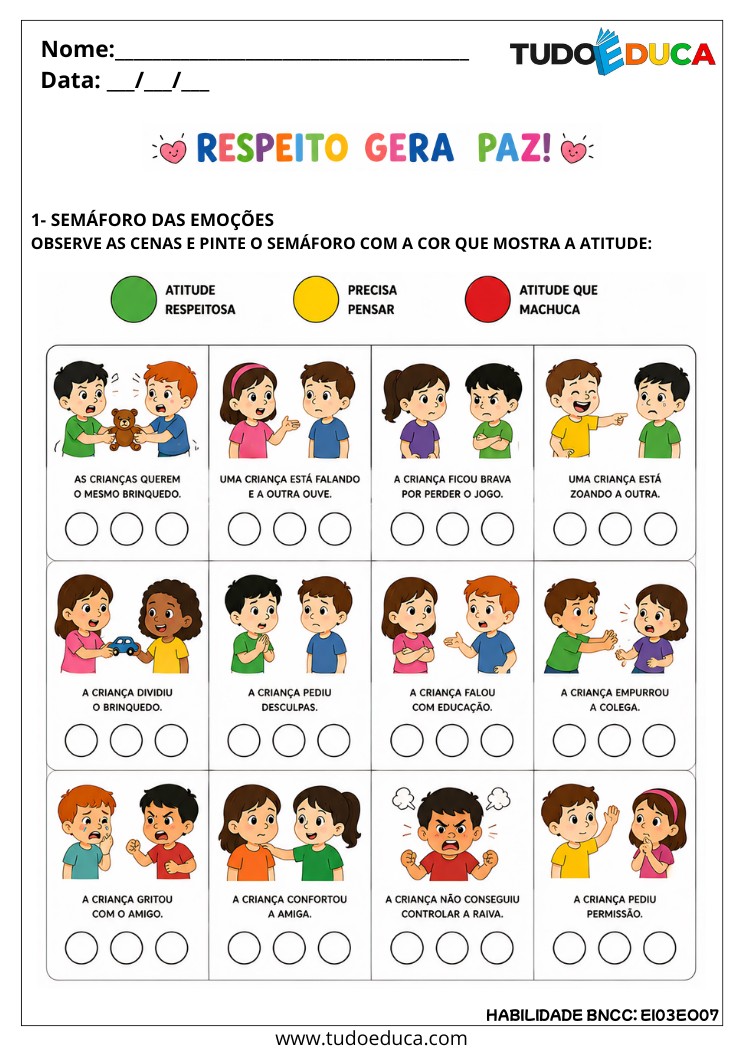 Atividade Inclusiva sobre Respeito e Empatia para autista