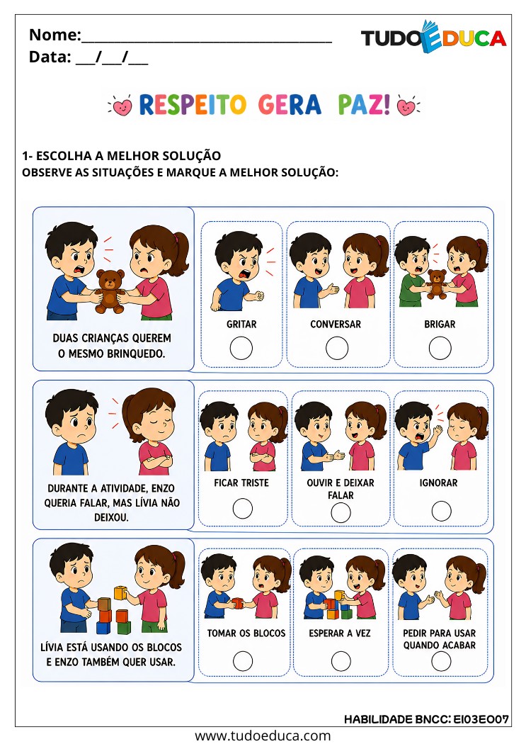 Atividade Inclusiva sobre Respeito e Empatia para tdah